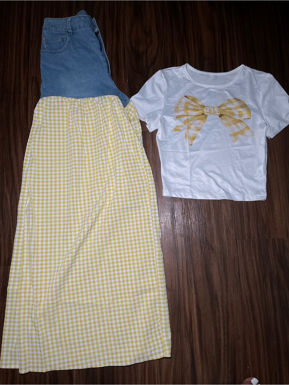 (L) Yellow Bow Parachute Pants Set